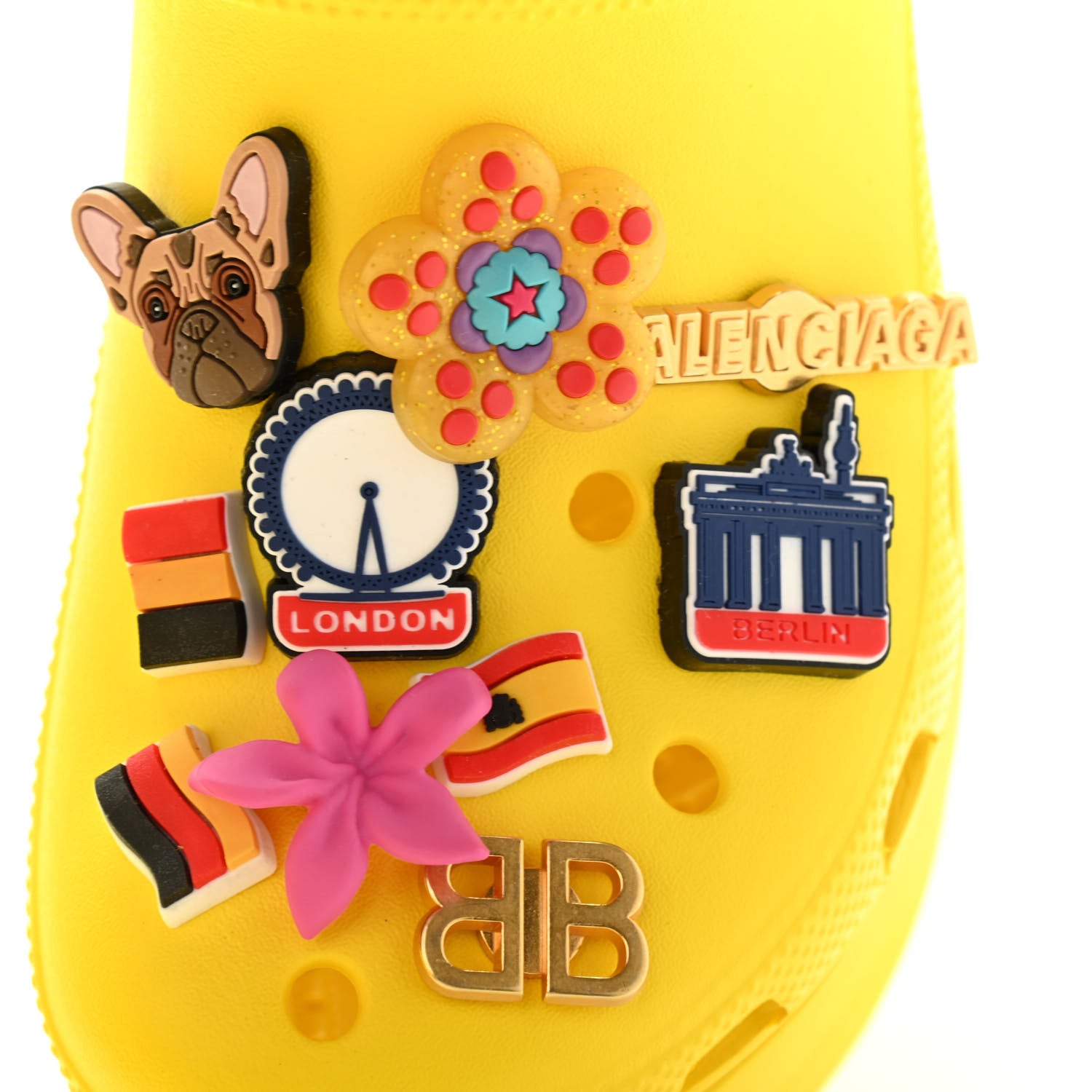 Balenciaga X CROCS Rubber Textured Womens Platform Sandals 37 Jaune Soleil 8 of 8