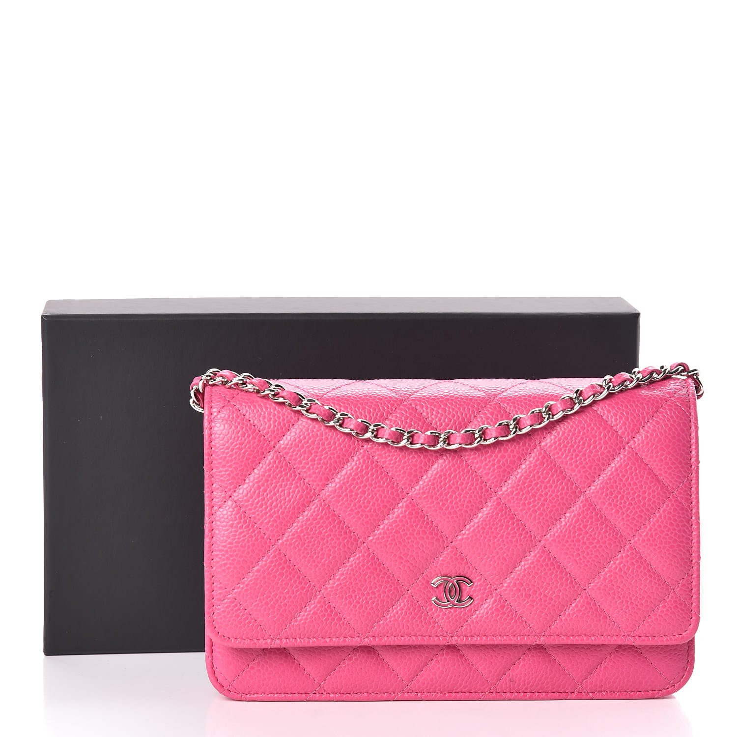 Chanel Caviar Quilted Wallet on Chain WOC Pink 13 of 13