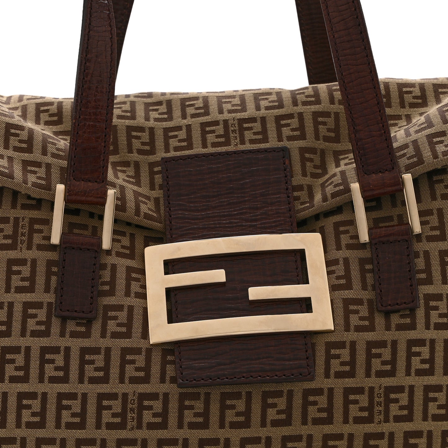 Zucchino Vitello Shoulder Bag Mogano Panna Bruciato