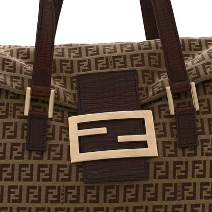 Fendi Zucchino Vitello Shoulder Bag Mogano Panna Bruciato 8 of 10