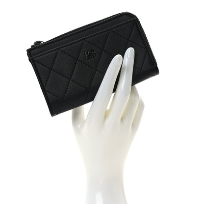 Chanel Lambskin Quilted Zip Card Holder So Black 2 of 7