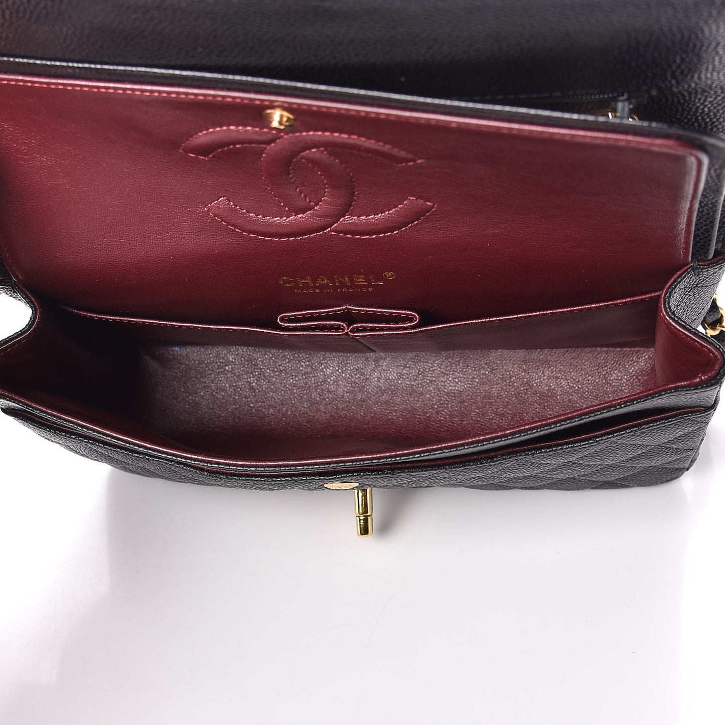Caviar Quilted Medium Double Flap Black