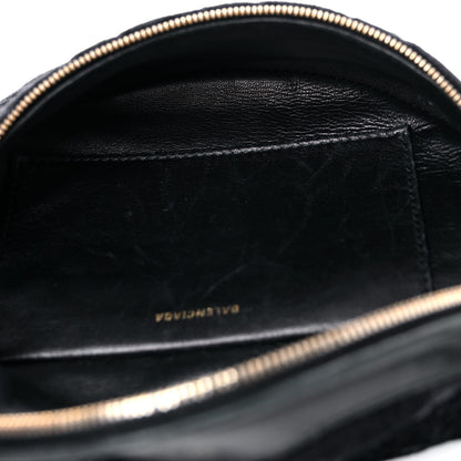 Balenciaga Crushed Velvet Logo Embossed XXS Souvenir Belt Bag Black 5 of 13