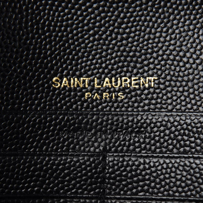 Saint Laurent Grain De Poudre Matelasse Chevron Monogram Chain Wallet Black 6 of 10