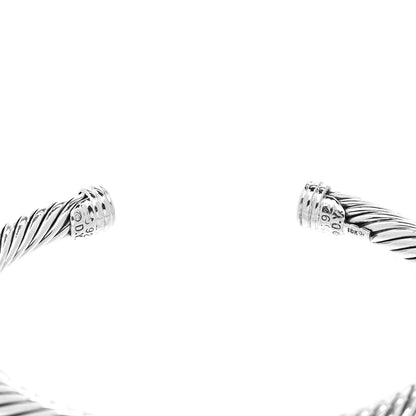 David Yurman Sterling Silver 18K White Gold Diamond Pave 5mm X Cable Bracelet 4 of 4