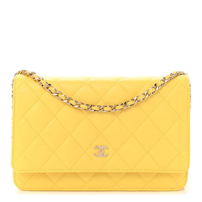 Chanel Lambskin Quilted Wallet on Chain WOC Yellow 1 of 13