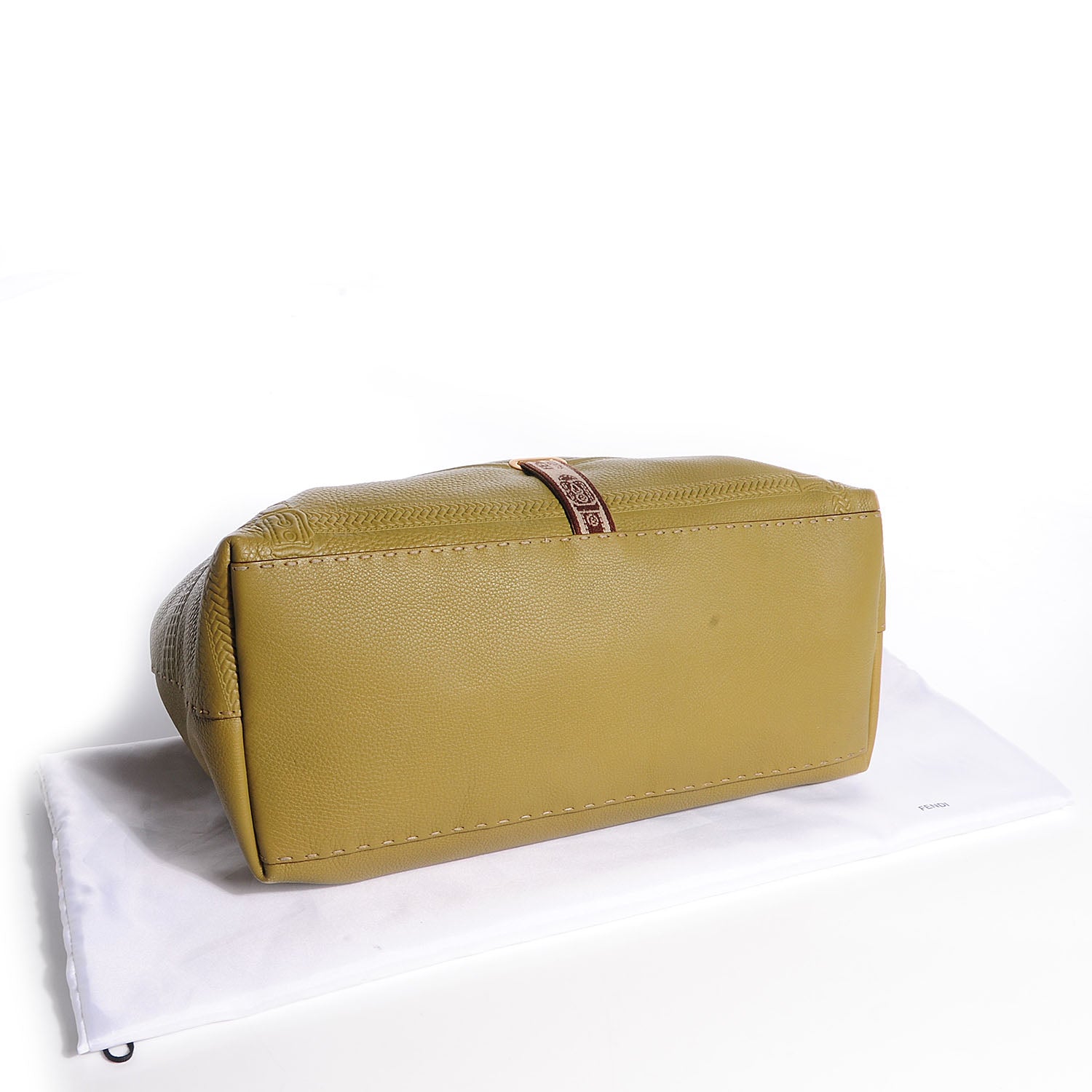 Fendi Calfskin Romano Selleria Large Villa Borghese Tote Muschio 4 of 12