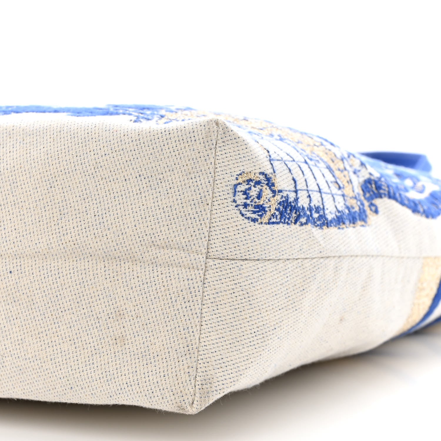 Christian Dior Canvas Print Tote Ivory Blue 9 of 10