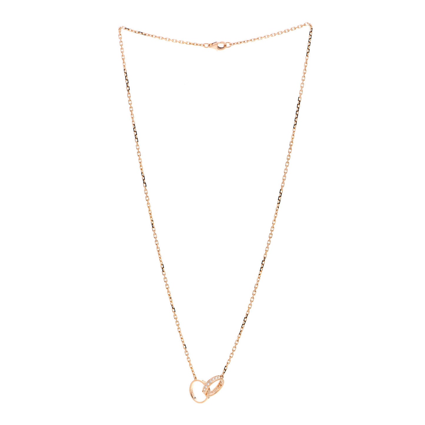 18K Pink Gold Diamond Interlocking LOVE Necklace