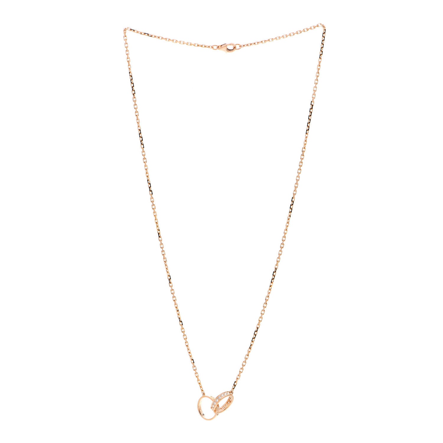 Cartier 18K Pink Gold Diamond Interlocking LOVE Necklace 2 of 5