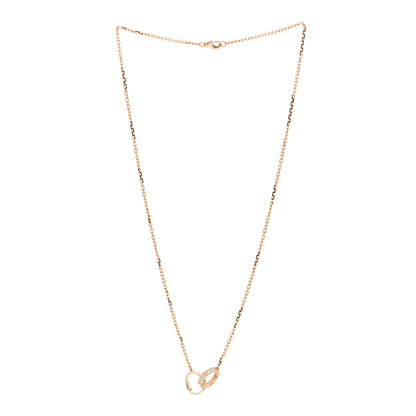Cartier 18K Pink Gold Diamond Interlocking LOVE Necklace 2 of 5