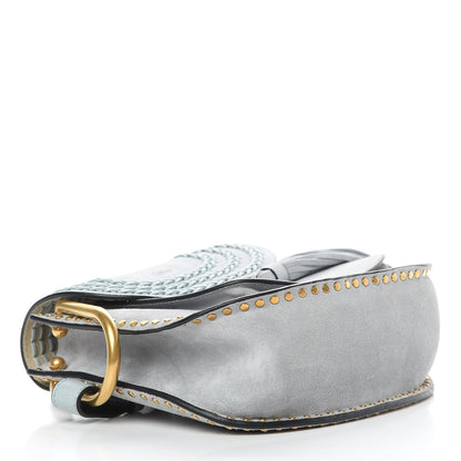 Chloe Suede Calfskin Braided Small Hudson Shoulder Bag Fresh Blue 4 of 12