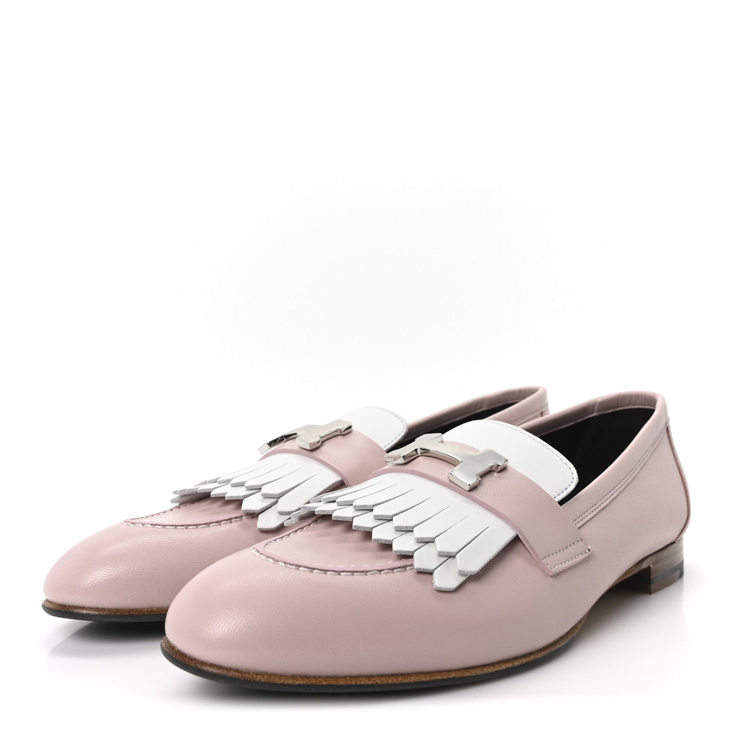 Hermes Goatskin Womens Royal Loafers 39 Rose Porcelain White 4 of 9