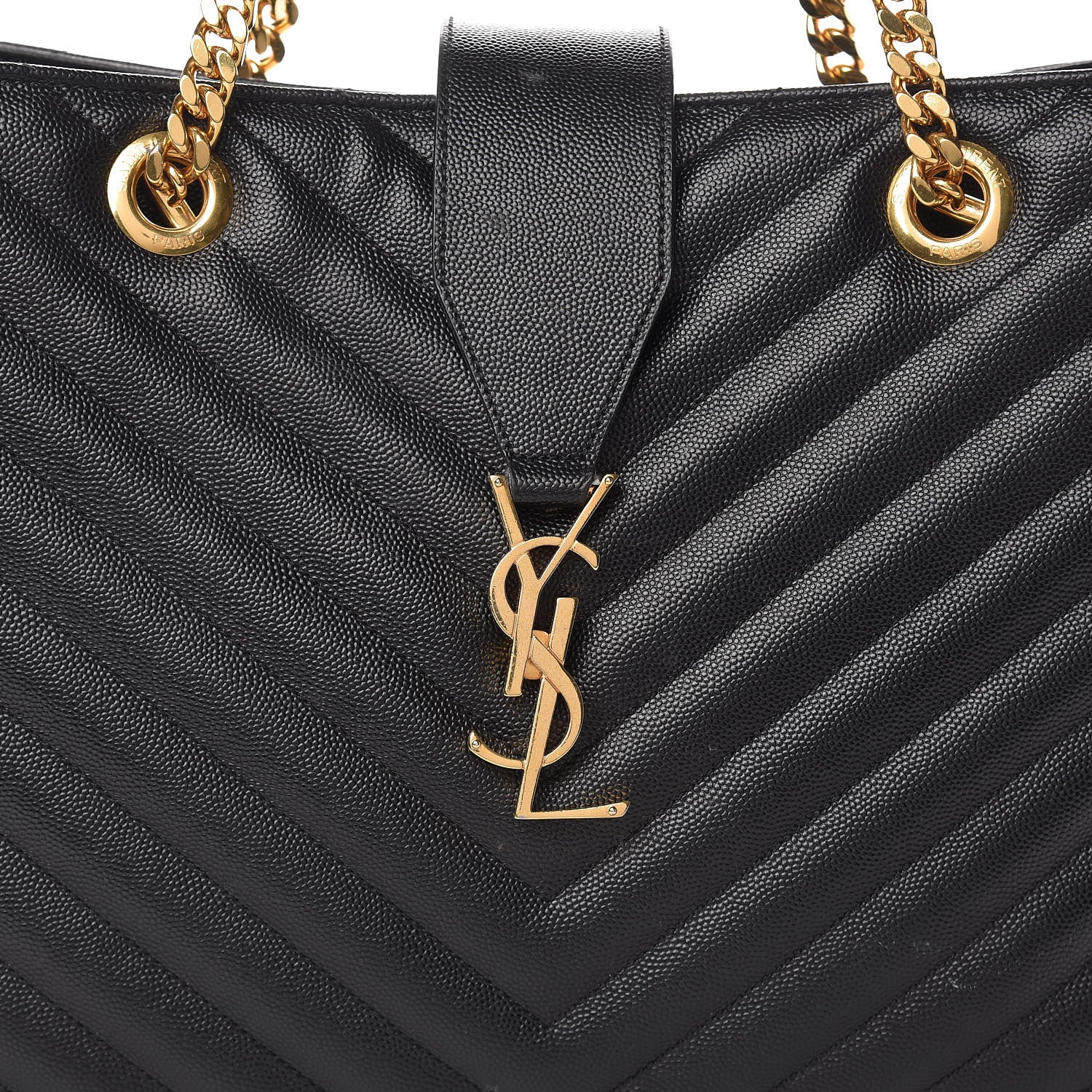 Saint Laurent Grain De Poudre Matelasse Chevron Monogram Shopping Bag Black 23 of 23