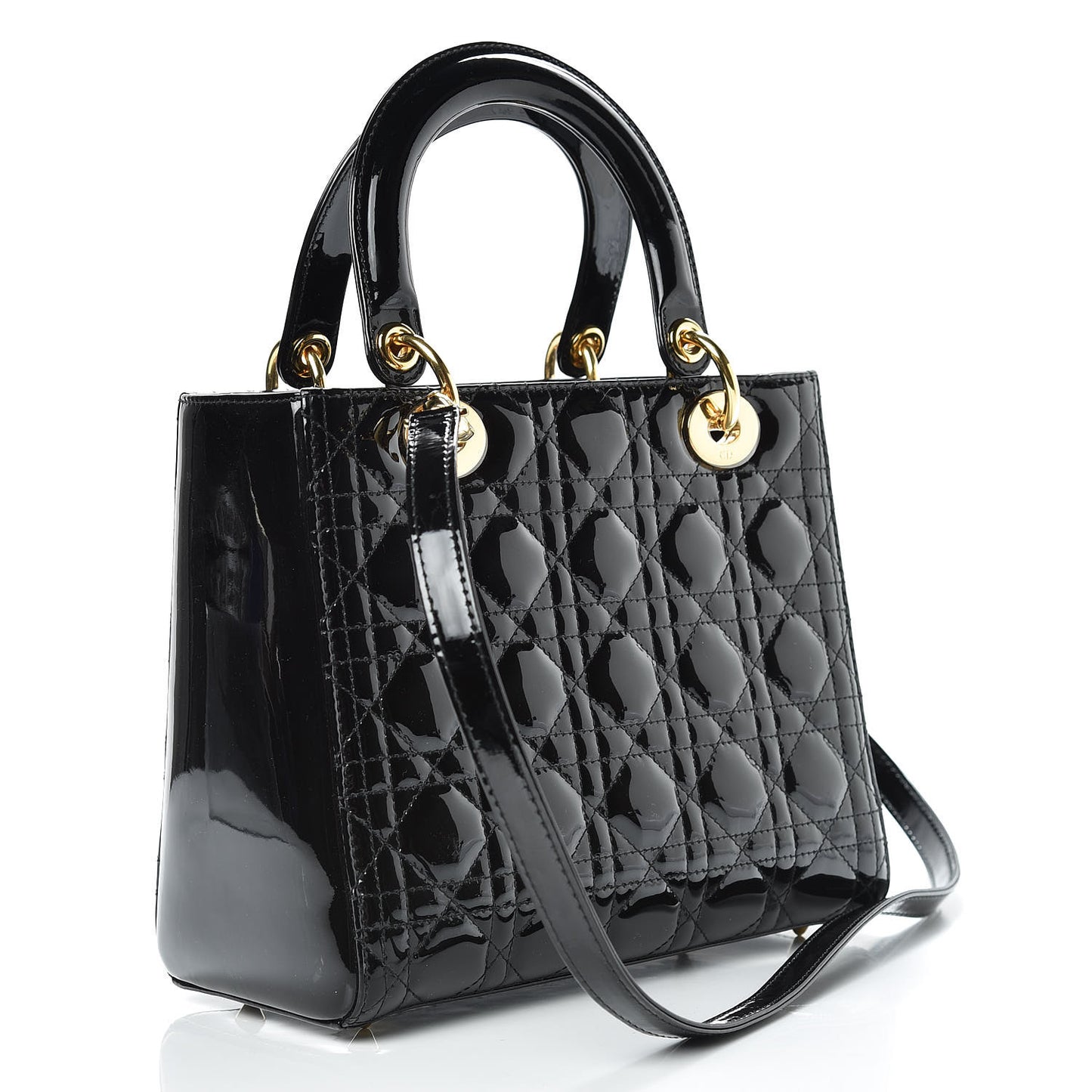 Patent Cannage Medium Lady Dior Black