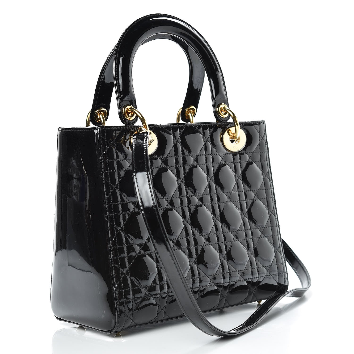 Christian Dior Patent Cannage Medium Lady Dior Black 4 of 10