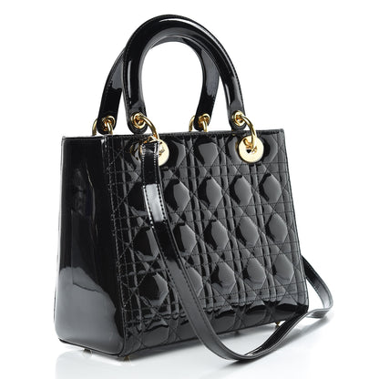 Christian Dior Patent Cannage Medium Lady Dior Black 4 of 10