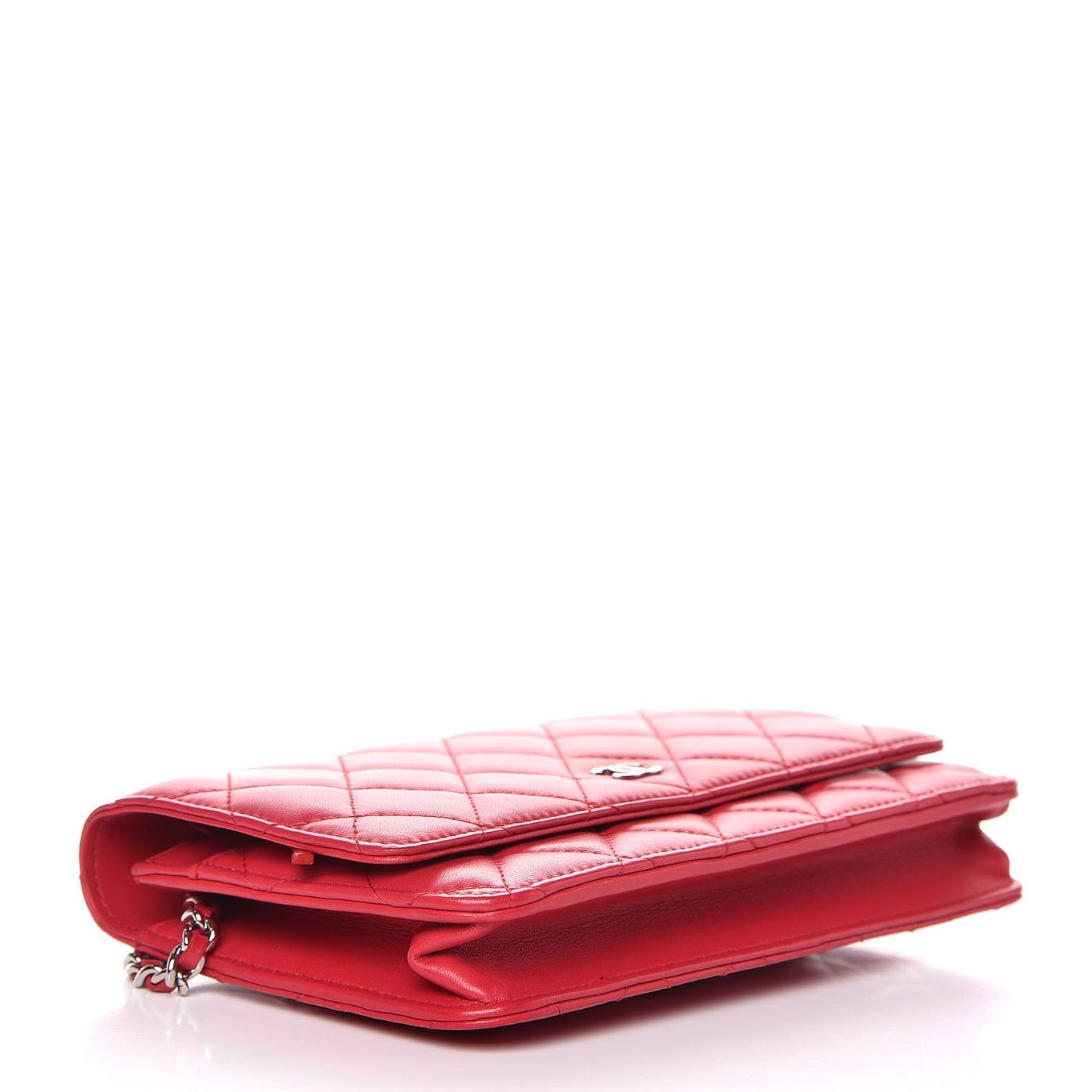 Lambskin Quilted Wallet On Chain WOC Red