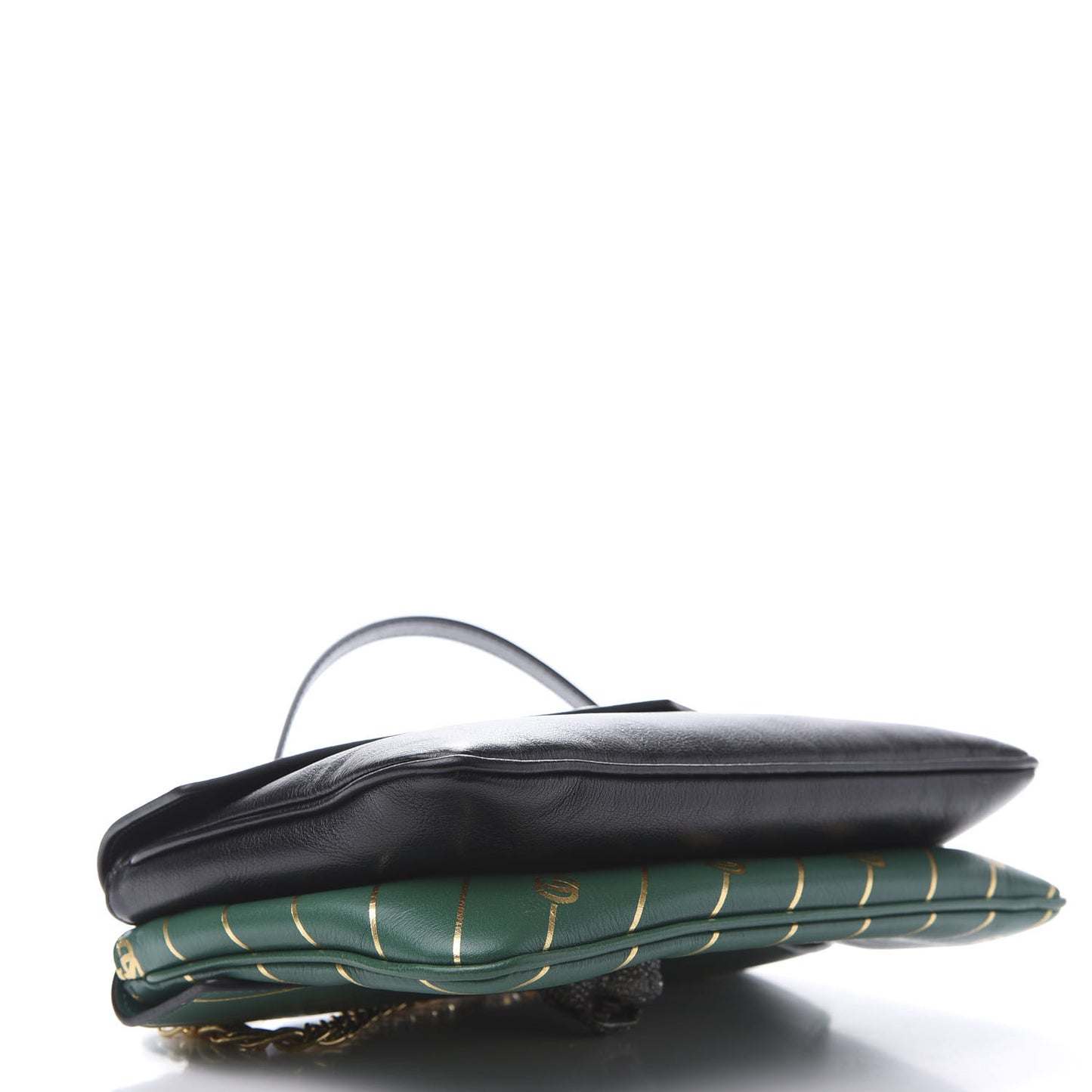 Calfskin Diagonal GG Medium Thiara Double Envelope Shoulder Bag Emerald Green Black