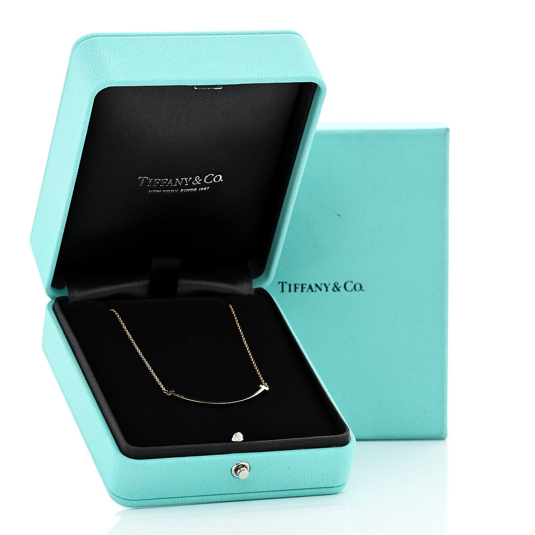 Tiffany 18K Yellow Gold Small T Smile Pendant Necklace 6 of 6