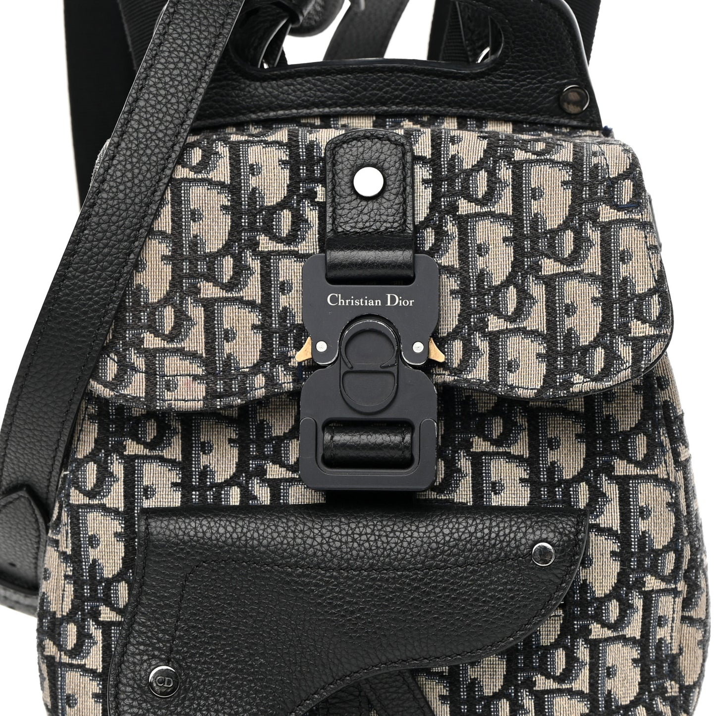 HOMME Oblique Calfskin Mens Mini Saddle Backpack Navy Blue