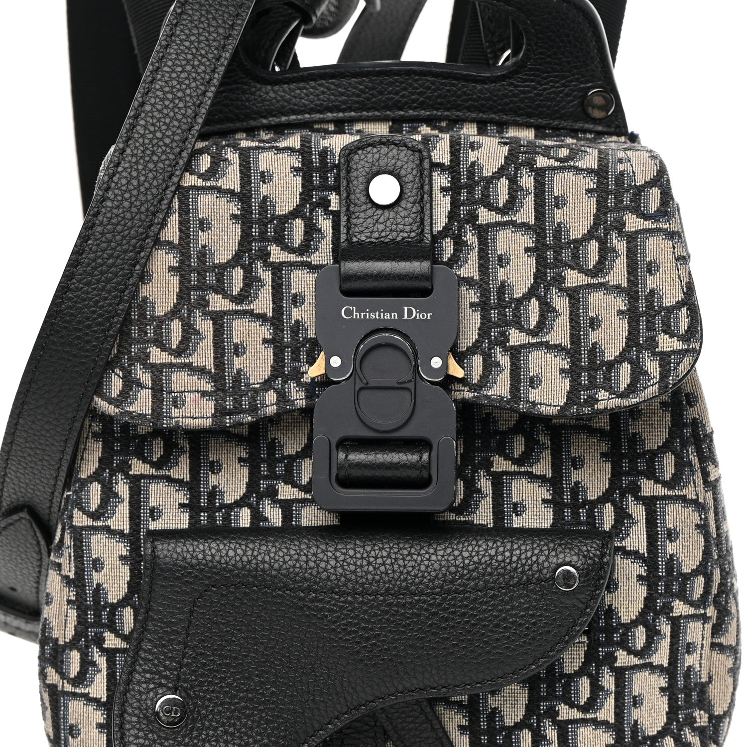 Christian Dior HOMME Oblique Calfskin Mens Mini Saddle Backpack Navy Blue 8 of 14
