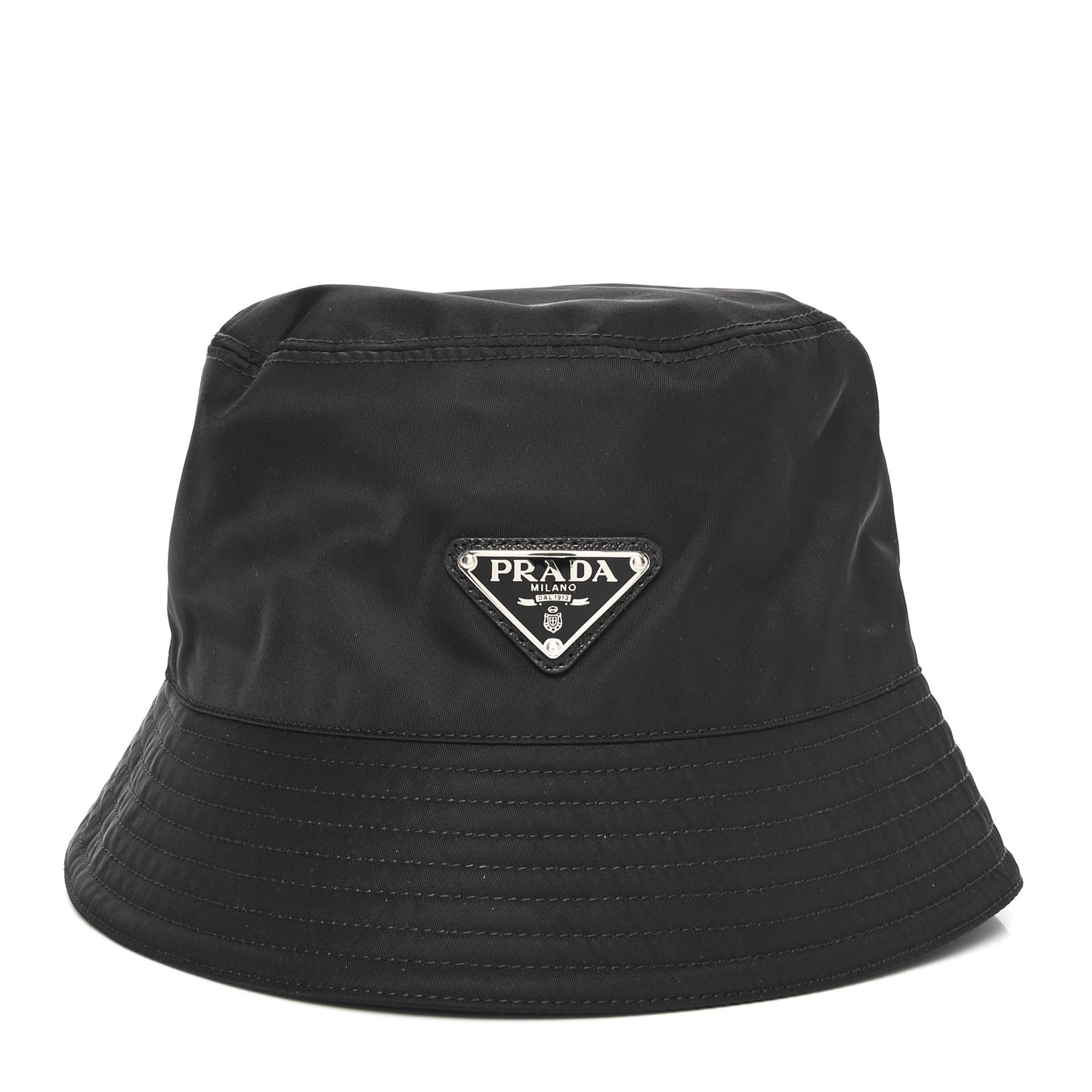 Re-Nylon Metal Triangle Logo Womens Bucket Hat M Black