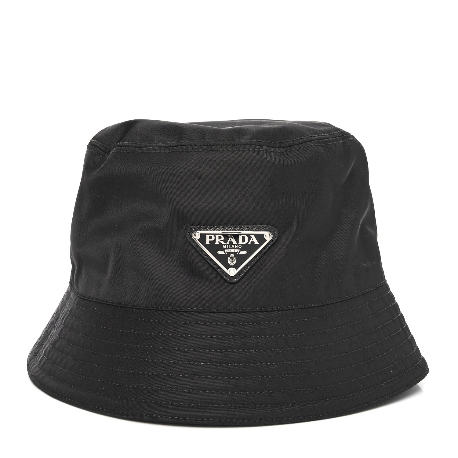Prada Re-Nylon Metal Triangle Logo Womens Bucket Hat M Black 3 of 10