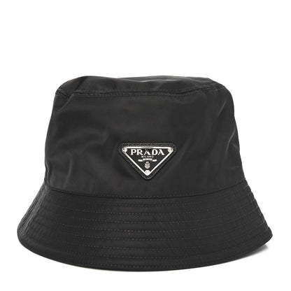 Prada Re-Nylon Metal Triangle Logo Womens Bucket Hat M Black 3 of 10