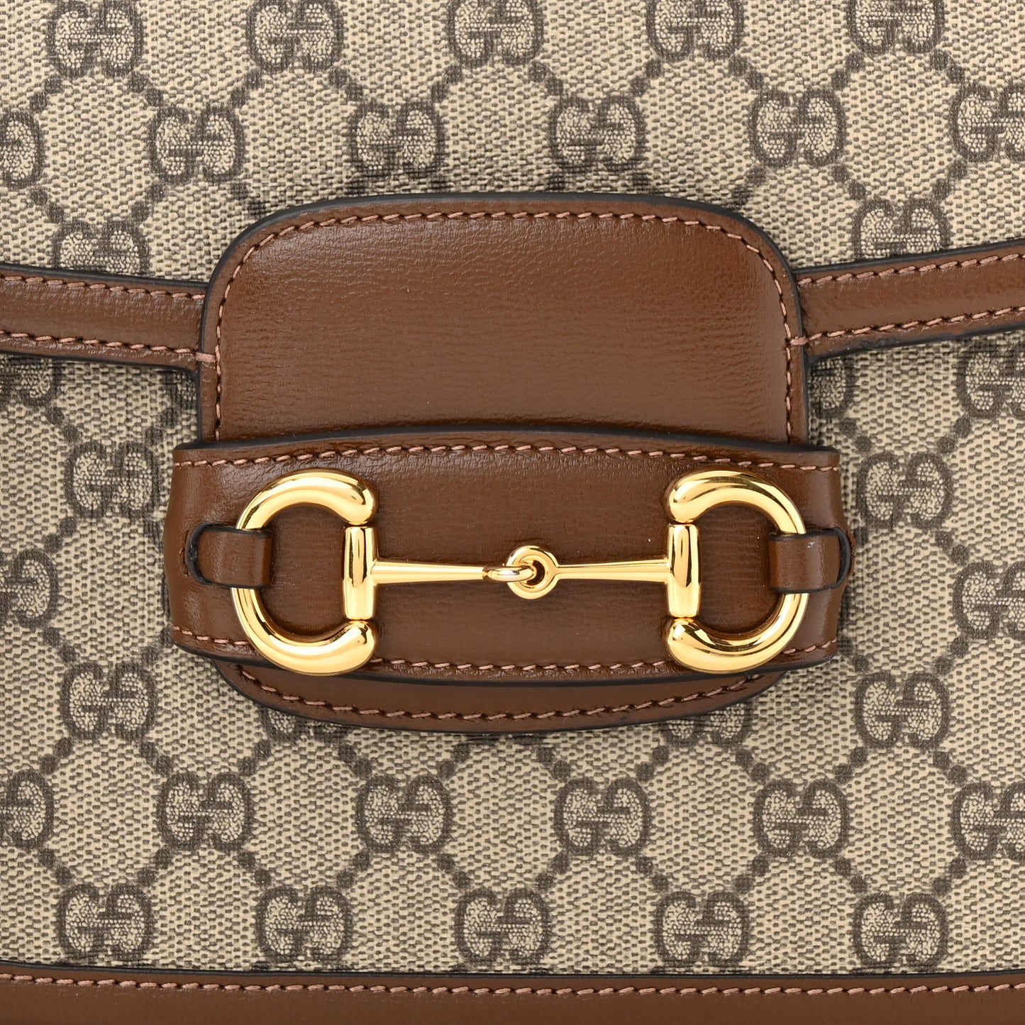 GG Supreme Monogram Horsebit 1955 Shoulder Bag Beige Brown Sugar
