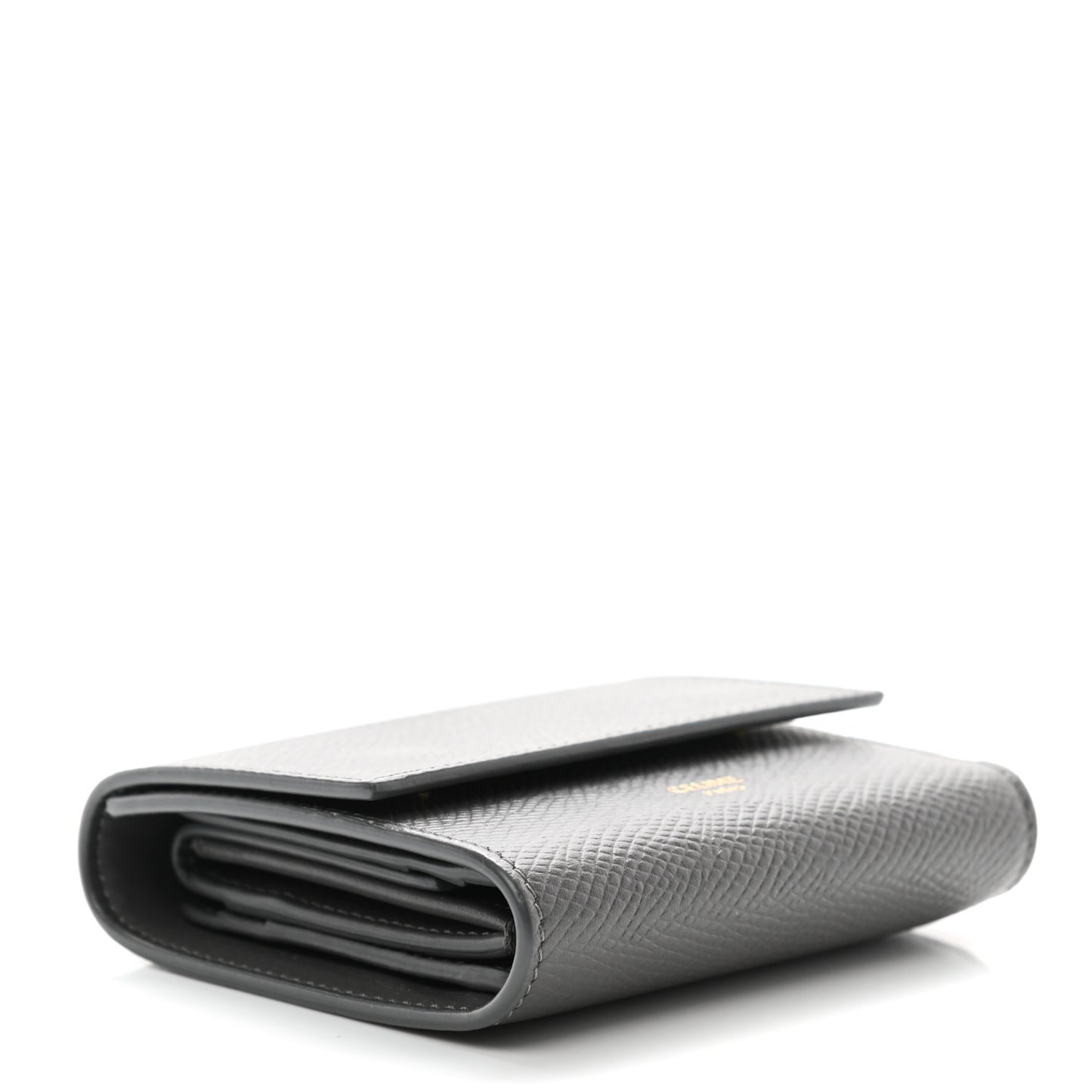 Grained Calfskin Small Tri-Fold Wallet Grey