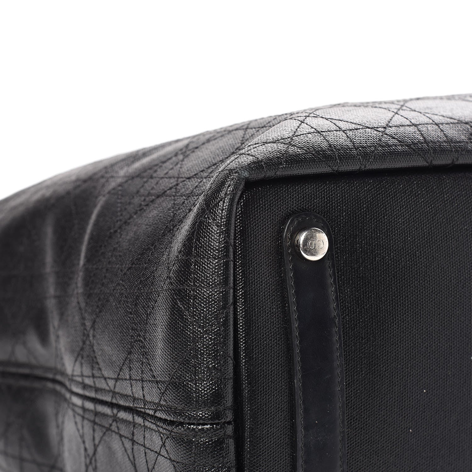 Christian Dior Coated Canvas Cannage Large Panarea Shopping Tote Black 13 of 17
