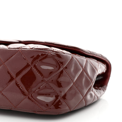 Chanel Patent Quilted Jumbo Single Flap Dark Red 10 of 11