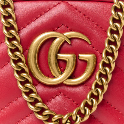 Gucci Calfskin Matelasse Mini GG Marmont Crossbody Bag Hibiscus Red 8 of 11