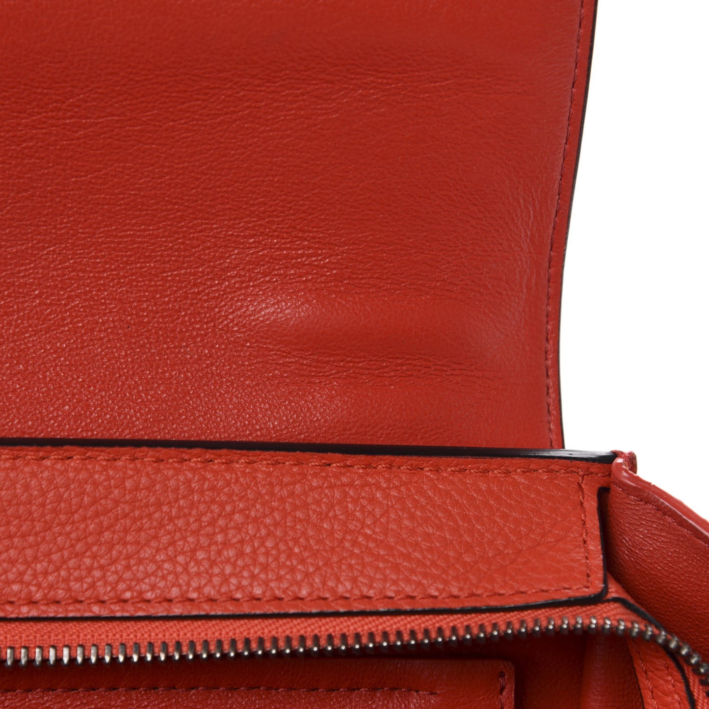 Drummed Calfskin Suede Medium Trapeze Coquelicot
