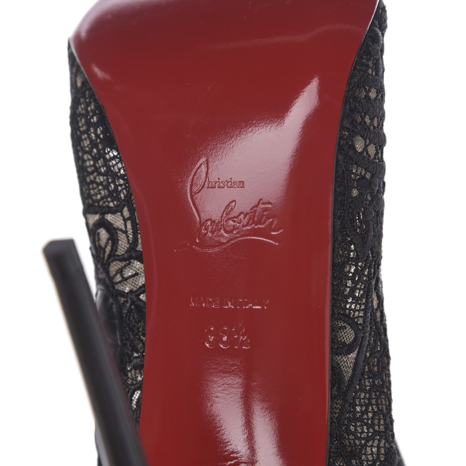 Christian Louboutin Mesh Guipure Wax Lace Kid Tennissina 100 Tall Boots 38.5 Black 7 of 7