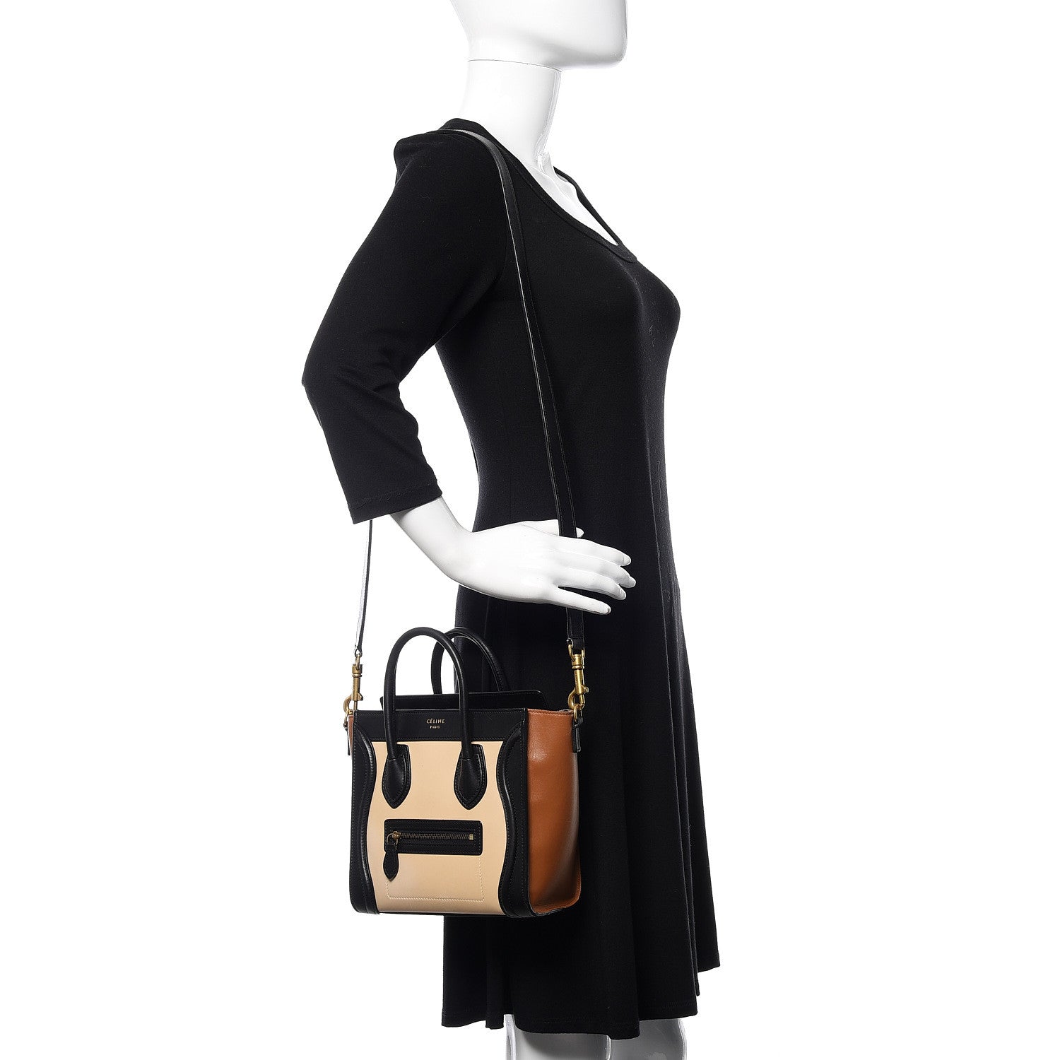Celine Satin Calfskin Nano Tri-Color Luggage Seashell 2 of 13