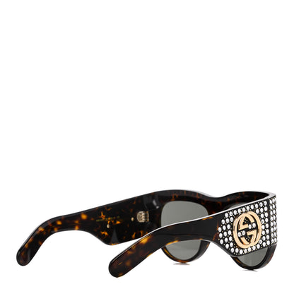 Gucci Acetate Crystal Oversize Hollywood Forever Sunglasses GG0144S Tortoiseshell 4 of 8