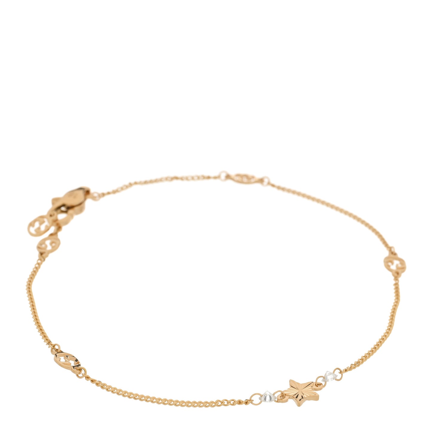18K Yellow Gold Diamond Star GG Station Bracelet