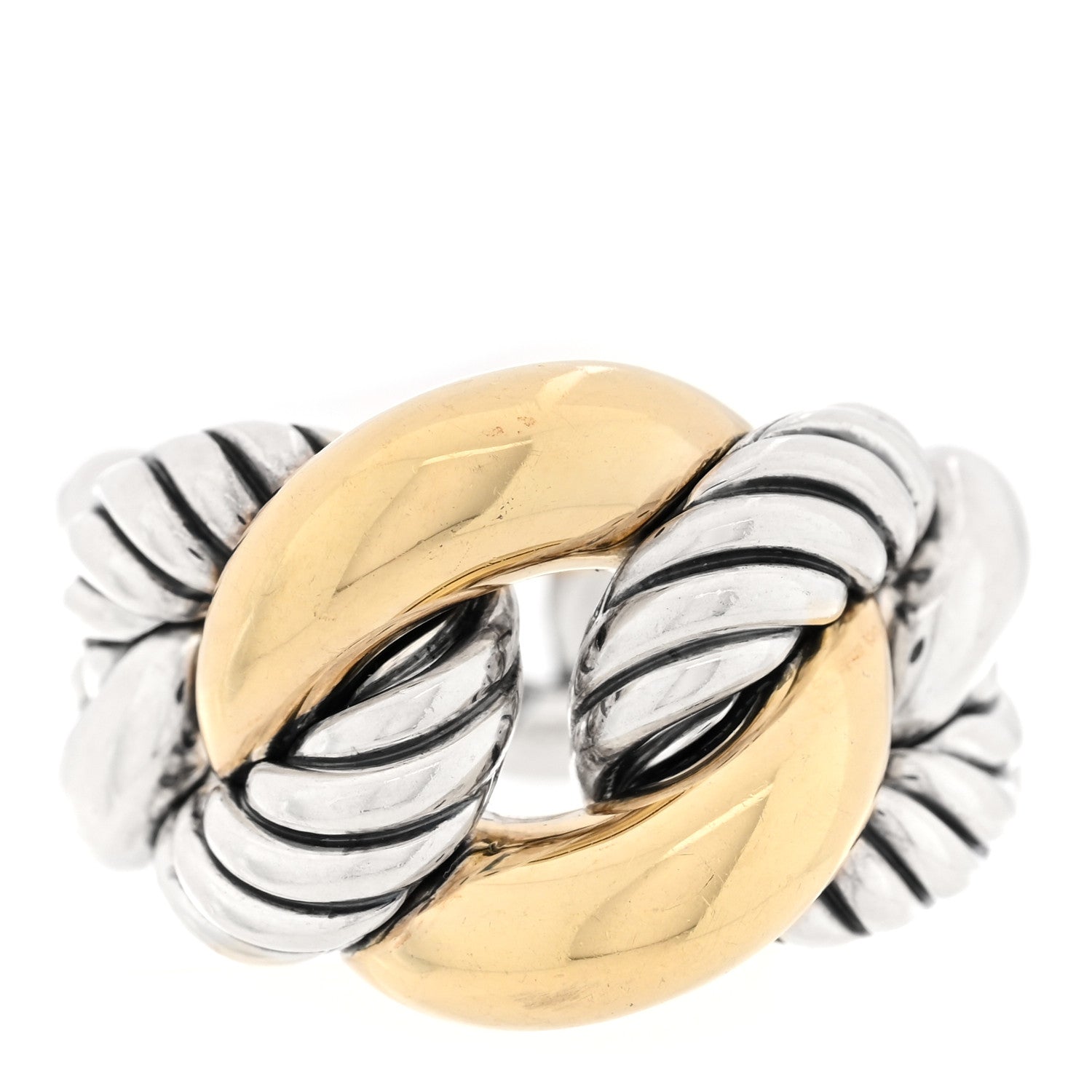David Yurman Sterling Silver 18K Yellow Gold Belmont Ring 52 6 1 of 4