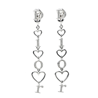 Christian Dior Crystal Heart Clip On Earrings Silver 1 of 4