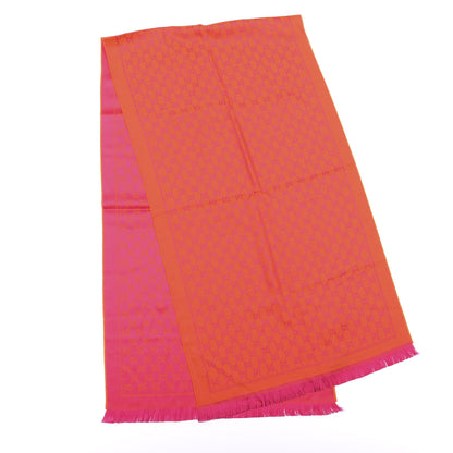 Gucci Wool GG Monogram Reversible New Sten Fringe Scarf Orange Pink 2 of 3
