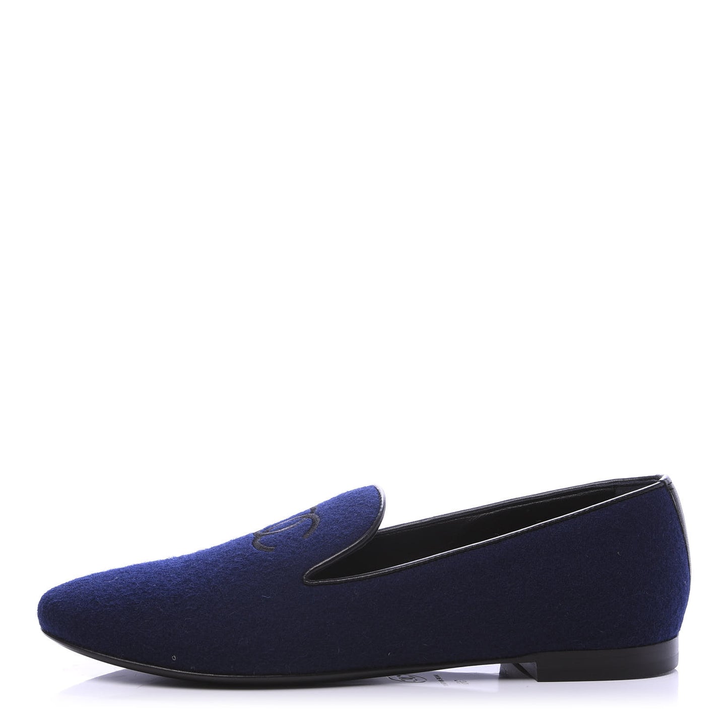Fabric Lambskin Womens CC Mocassin Loafers 36 Navy Black