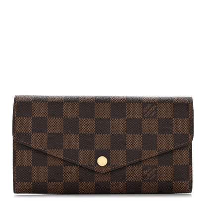 Louis Vuitton Damier Ebene Sarah Wallet NM Rose Ballerine 1 of 8