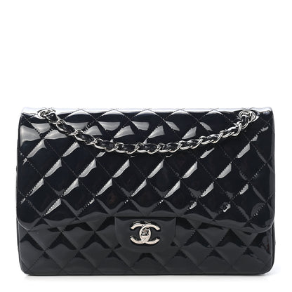 Chanel Patent Quilted Jumbo Double Flap Navy 1 of 9