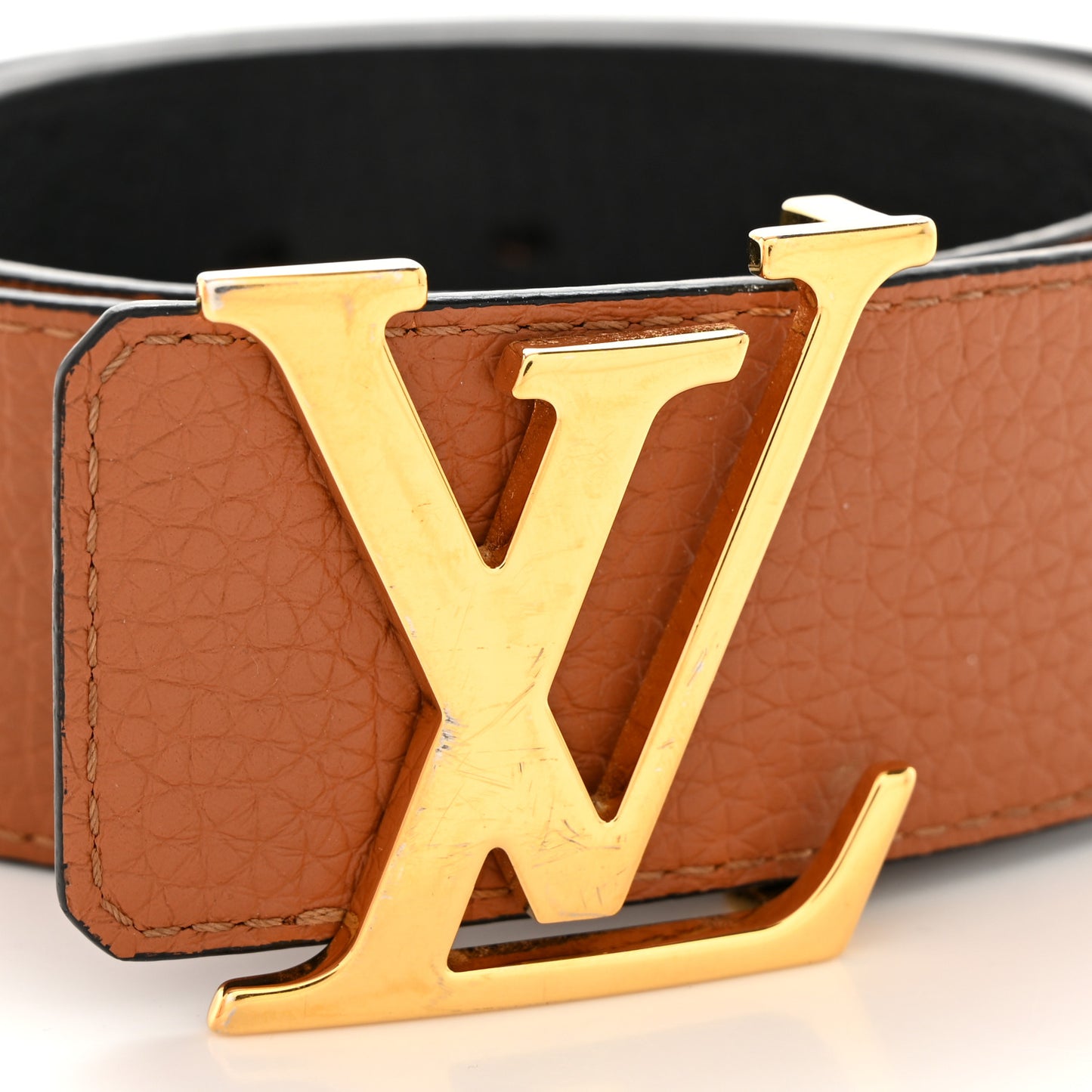 Taurillon Calfskin 30mm LV Initiales Reversible Belt 90 36 Black