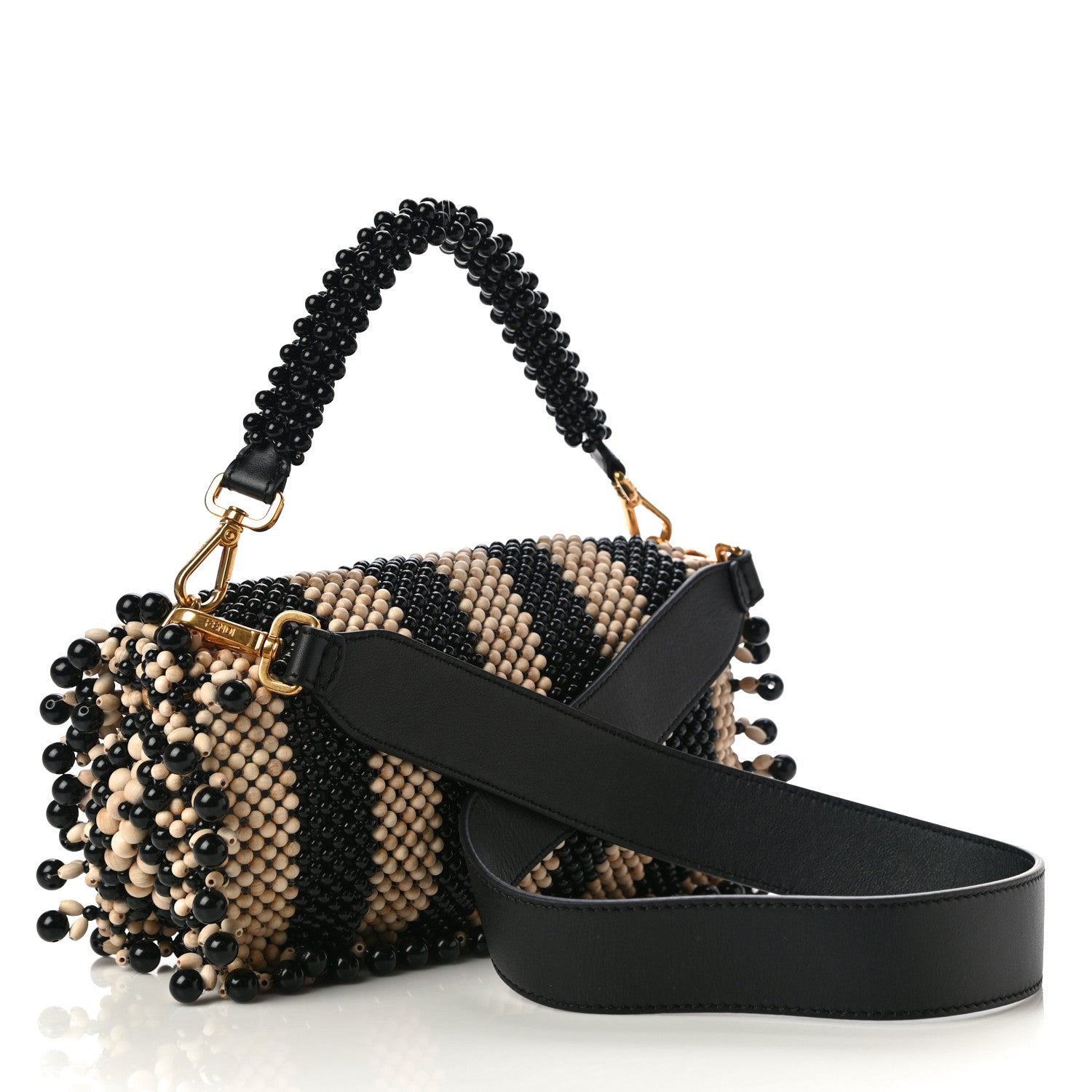 Fendi Acrylic Wood Beaded Baguette Natural 3 of 11