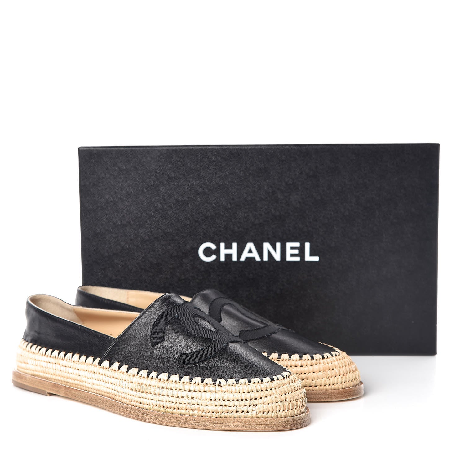 Chanel Lambskin Grosgrain CC Espadrilles 38 Black 8 of 8