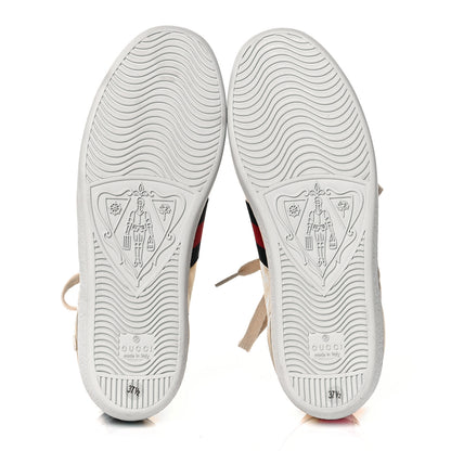 Gucci Metallic Nappa Web Blind for Love Womens Ace Sneakers 37.5 Oro 6 of 9