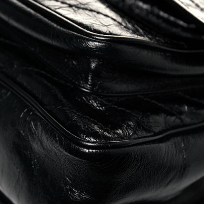 Saint Laurent Crinkled Calfskin Matelasse Monogram Large Niki Chain Satchel Black 10 of 12